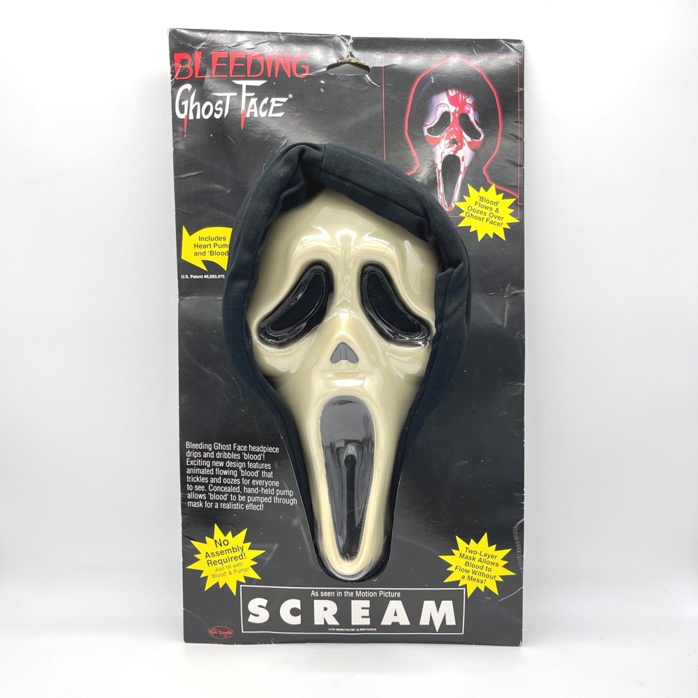 Vintage Scream Bleeding Ghost Face Mask‎ Fun World Heart Pump Horror Movie 1997